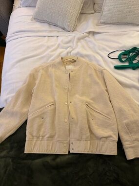 Women's Cream Bomber Jacket - Lightweight Textured Coat